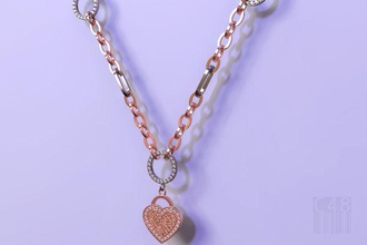 heart pendant chain jewelry jewel gold silver diamond stl obj cnc gems stones fashion print metal style link love printable pendants 3d print model - Mito3D