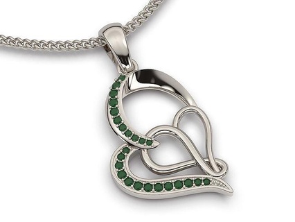 heart pendant gold printable jewelry 3d model silver necklace design diamond gem wedding engagement present sterling platinium pendants 3d print model - Mito3D