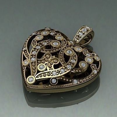 cuore pendente modello 1386 squillare orecchini kolco sergi dlya pechati 3dmodel stampabile sterlina moda argento engagement platino gioielleria fidanzamento gioiello anelli ciondoli 3d print model - Mito3D
