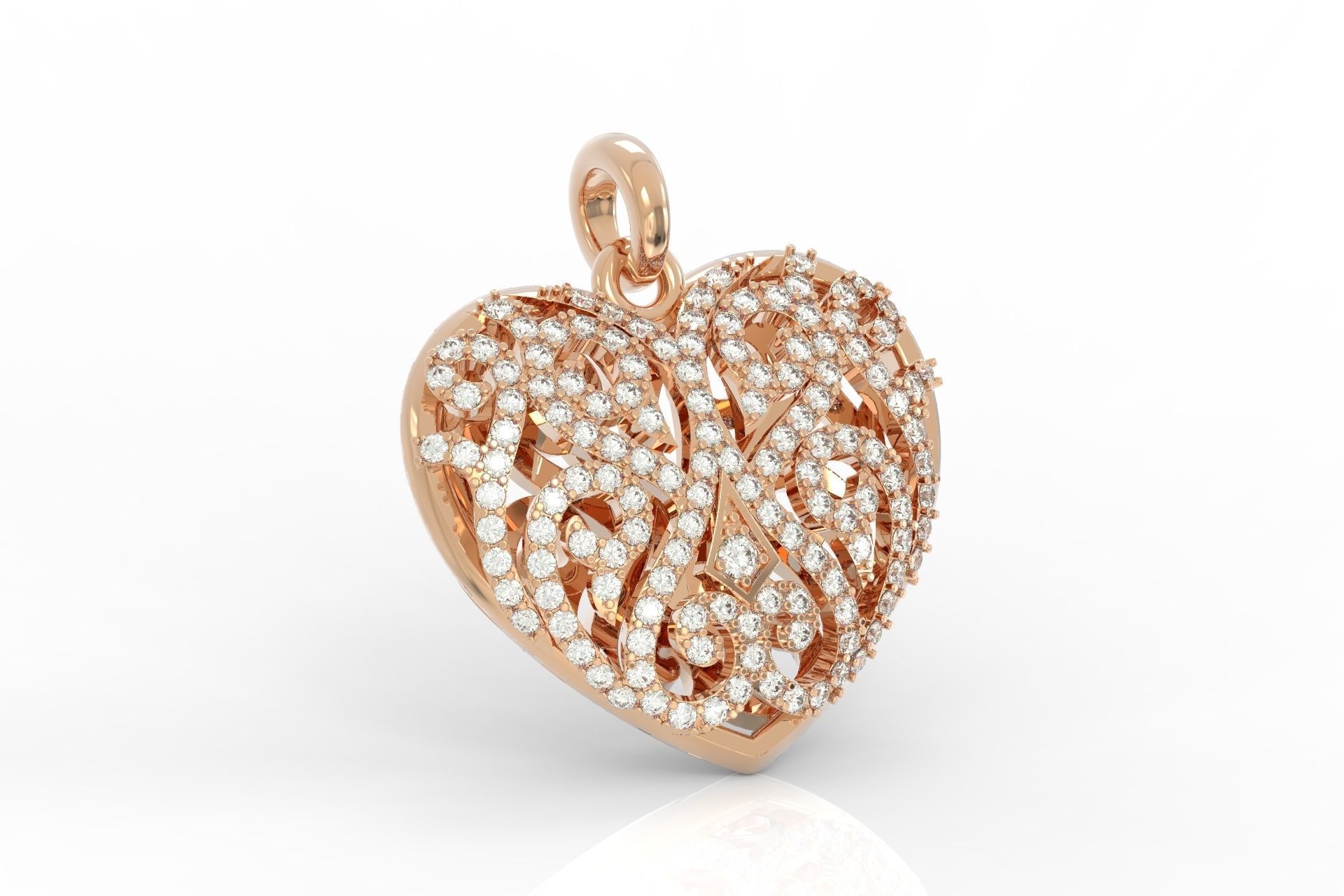 corazón colgante pendiente piedras oro joyero joya diamante joyería colgantes 3D print model - Mito3D