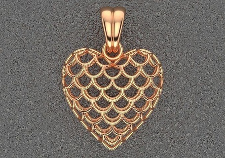 cuore pendente onde rosa oro astratto design luce simbolo arte splendere argento amore gioiello gemma gioielleria ciondoli 3d print model - Mito3D