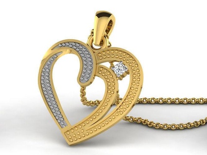 heart pendants 3dm stl obj fbx renders details pendant necklace jewellery diamond silver gold printable jewel gem engagement jewelry roundel women circular cocktail fancy 3d print model - Mito3D