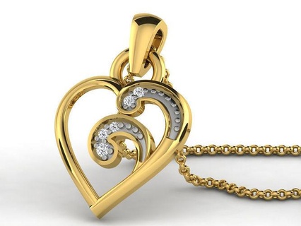 heart pendants 3dm stl obj fbx renders details pendant necklace jewellery diamond silver gold jewel gem engagement jewelry roundel women circular round fancy cocktail 3d print model - Mito3D