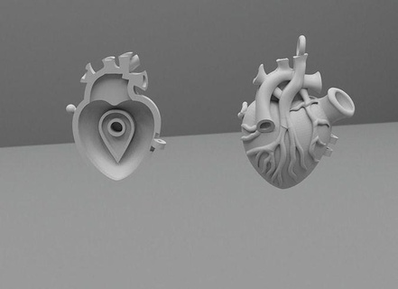 coração pingentes órgão colar instalar joalheria 3d print model - Mito3D