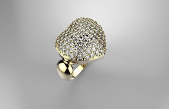 heart ring jewelry gold silver diamond printable rings 3d print model - Mito3D