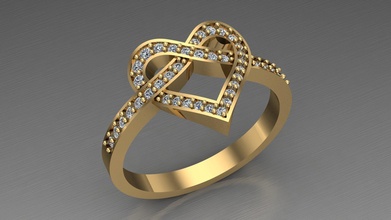 heart ring gold silver fashion shining wedding engagement diamond gem jewel brilliant jewelry teenager gift zeegold valentine women love printable rings 3d print model - Mito3D