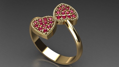 corazón anillo oro plata Moda brillante Boda compromiso diamante joya joyería adolescente imprimible mujer regalo mar enamorado anillos 3d print model - Mito3D