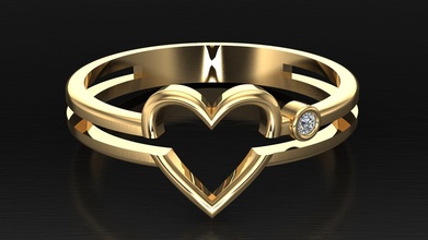 cuore squillare oro argento moda splendente nozze fidanzamento diamante gemma gioiello brillante gioielleria adolescente regalo mare d 39 san valentino donne amore stampabile anelli 3d print model - Mito3D