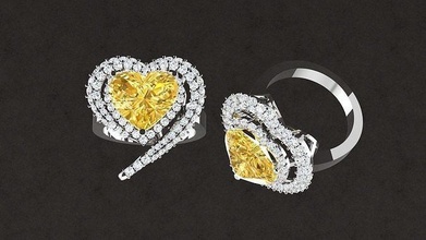 cœur bague bijoux or mariage l'amour argent anneaux 3d print model - Mito3D