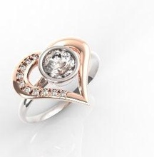 coração anel ouro joalheria imprimível noivado jóias 3dmodel rinoceronte matriz moda argolas 3d print model - Mito3D