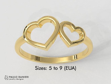 corazón anillo anillos oro joyería joya paulorani moda Moda clásico moderno plata adolescente amor amistad símbolo 3d print model - Mito3D
