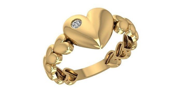 coração anel joalheria gema casamento ouro imprimível prata noivado celebração jóia romance argolas 3d print model - Mito3D