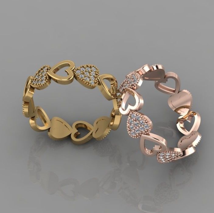 Herz-ring Schmuck kostbar Platin Luxus scheint gem Anhänger gold Silber Juwel diamond ring Mode Geschenk finger genial Schönheit diamant Ohrring Ringe 3D print model - Mito3D