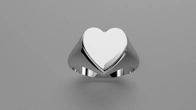anel coração jóias anéis de prata ouro selo jóia printable gem diamante da forma 3d print model - Mito3D