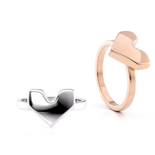 corazón anillo simétrico cuadrado 0329 imprimible 3d modelo clásico joyería joya Boda plata oro brillante piedras libra esterlina Moda moda platino 14k 18k diseño día San Valentín anillos 3D print model - Mito3D