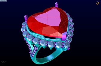coração anel mulheres argolas joalheria diamante ouro gema safira masculino pingente pulseira colar brincos rubi opala 3d print model - Mito3D