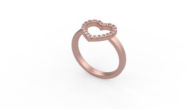 coração anel 02 ouro jóia joalheria prata imprimível diamante mulher moda Casamento solitário Saphire rubi amar argolas 3d print model - Mito3D