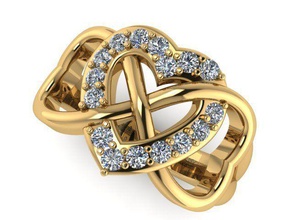 corazón anillo 89 joyería joya oro lujo precioso brillante platino riqueza decoración desunido plata imprimible pulsera dedo anillos 3d print model - Mito3D