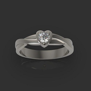 corazón anillo diamante joyería joya oro plata cnc 3dprinted Moda diseño imprimible impresión prototipos anillos delicado diamantes 3d print model - Mito3D