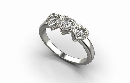 heart ring stones platinum jewelry printable silver brilliant gold luxury engagement fashion beauty diamond brillant precious illustration rings 3d print model - Mito3D