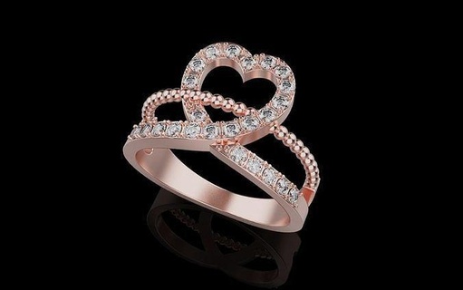 cuore anelli 0058 gioielleria squillare oro stampabile diamante argento nozze brillante platino moda lusso design gioiello mondo lux amore 3d print model - Mito3D