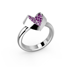 cuore anelli gioielli anello gemma stampabile di diamanti classico regolare cad moda engagem oro dettaglio zaffiro e bellezza solitair amore riga 3d print model - Mito3D