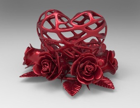 kalp güller 3d baskı gül hatıra hediye aşk çiçek yazdır masaüstü kafes sanat heykeller heykel sevgili yazdırılabilir aşk tanrısı melek model dekorasyon 3d print model - Mito3D