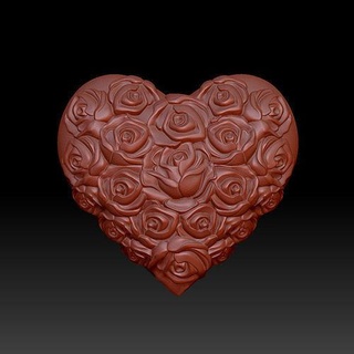 cuore Rose arredamento fiore ornamento amore San Valentino pedante flora floreale intaglio arte sculture 3d print model - Mito3D