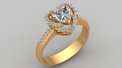 Herz-Form-Diamant-gold-ring Schmuck gold ring Herz Form diamond engagement Hochzeit Mode Frau Mädchen bedruckbar ist gem Ohrring Menschen Mensch Diamant-ring Mode-ring Ringe 3d print model - Mito3D