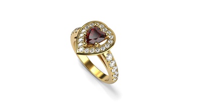 a forma di cuore halo anello gioielli oro cad gemma bianco gioiello argento diamanti diamante fidanzamento stampabile la pietra disco platino anelli 3d print model - Mito3D