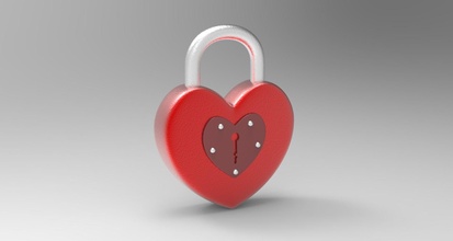 heart shape padlock model lock tool safety valentine treasure safe day pad close keyhole protection 3d printable games toys 3d print model - Mito3D