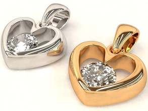 heart shape pendant 5 mm gem jewelry gold printable apparel necklace silver heartshape heartshapependant bail valentine pendants charm heartcharm 3d print model - Mito3D