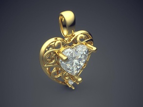 corazón forma colgante pendiente diamante cad 392 oro joya joyería anillo anillos boda compromiso brillante canalla platino imprimible plata diseño 3d print model - Mito3D