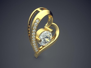 en forme de coeur pendentif diamants cad-6004 bijoux brillant cad la conception détail le diamant l'engagement gem or joyau platine imprimable l'anneau les anneaux d'argent mariage pendentifs 3d print model - Mito3D
