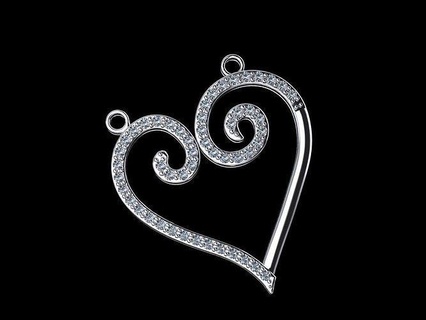 heart shape pendant pave setting necklace gold silver love hearts diamonds jewel jewellery model design jewelry printable diamond fashion pendants 3d print model - Mito3D