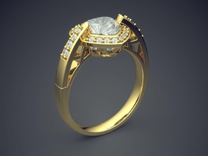 heart shape ring small diamonds 1491 jewelry gold jewel jewellery rings wedding engagement diamond brilliant cad gem platinum printable silver detail design 3d print model - Mito3D
