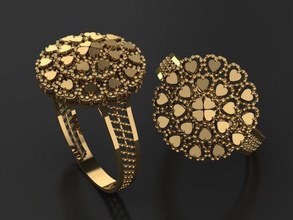 cuore forma semplice squillare 3d stampa modello 3 gioielleria oro argento splendente moda stampabile sterlina gioiello anelli 3d print model - Mito3D