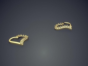 kalp şekilli küpe 1806 2 parlak cad tasarım elmas nişan mücevher altın platin yazdırılabilir yüzük yüzükler gümüş düğün takı 3d print model - Mito3D