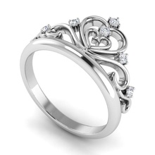 en forma de corazón anillo compromiso diamantes 4 la joyería brillante cad diseño detalle el diamante gem oro joya platino imprimible los anillos plata boda pentant 3d print model - Mito3D