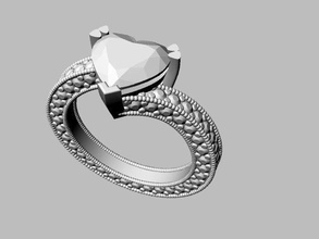 heart shaped gemstone twisted ring band jewelry gem gold silver printable rings 3d print model - Mito3D