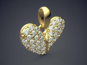 heart shaped pendant diamonds 1063 jewelry gold jewel jewellery ring rings wedding engagement diamond brilliant cad gem platinum printable silver detail design 3d print model - Mito3D
