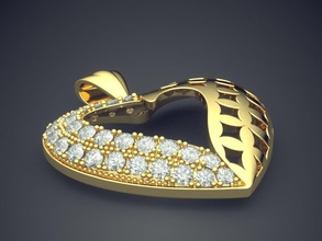 herz geformt anhänger diamanten ornamente cad 5782 brillant design diamant engagement juwel gold schmuck platin druckbar ring ringe silber hochzeit 3d print model - Mito3D