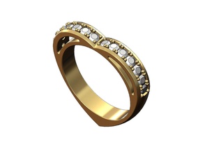 coração modelado anel pavimentar configuração ombro diamante imprimível Casamento noivado jóias ouro joalheria luxo acessórios moderno moda prata fofa amar personalizadas medida 3d print model - Mito3D