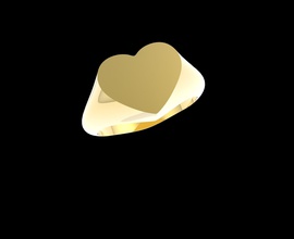 heart signet ring jewel gold jewelry jewellery precious rings 3d print model - Mito3D