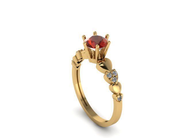 heart solitaire ring jewelry gold diamond gem printable jewellery jewel engagement wedding fashion sterling silver engagem beauty rings 3D print model - Mito3D