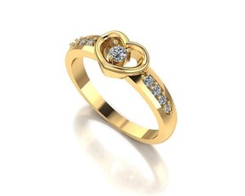 corazón roca anillo joyería joya boda compromiso matrimonio oro plata imprimible diamante aniversario cumpleaños precioso anillos corazon 3d print model - Mito3D