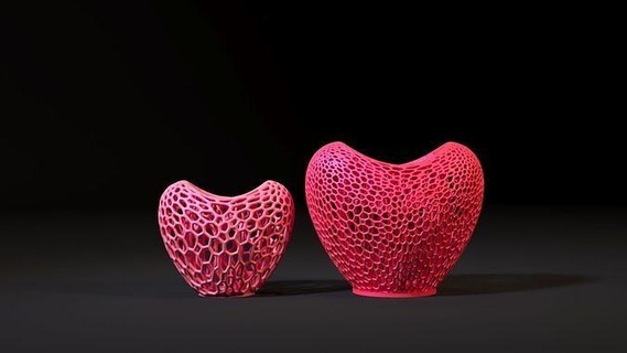 coração vaso Voronoi flor decoração arte Panela inovação Projeto presente único flores porta canetas namorados casa amar 3d print model - Mito3D