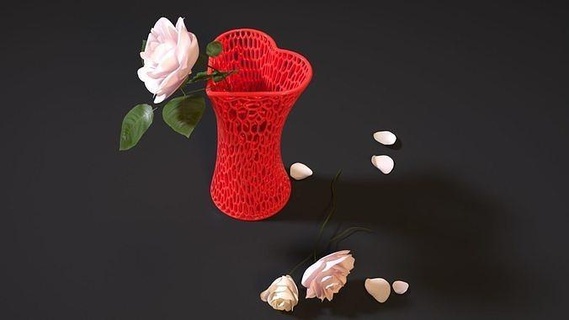 cuore vaso voronoi fiore giorno decorazione arte pentola innovazione design regalo unico fiori porta penna San Valentino Casa arredamento 3d print model - Mito3D