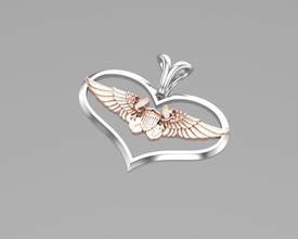 heart wings pendant jewelry pendants gold silver platinum women woman girls girl gift girlfriends birthday anniversary anniversaries love valentine 3d print model - Mito3D