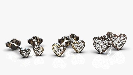 Herzen Ohrringe Schmuck Silber Gold Ohrring drucken Drucken Prototyp entwickeln Besetzung Lux Anhänger Mode modern Zucht Herz Liebe Kunst Licht 3d print model - Mito3D